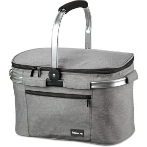 Panier Pique-Nique Pliable 32 litres K47 IceBreezer – Sac Glacière Isotherme pour l‘Extérieur – 2 Packs de Glace Inclus – Panier Repas pour Barbecue ou Festival – Sac Isotherme Courses(22L)