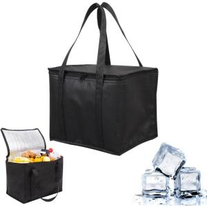 Sac Isotherme Courses 41×26×33CM,Glaciere Souple Isotherme avec Couvercle et Poignées,Sac de Courses Isotherme,Sac Thermique Glacière Pliable Sac de Livraison pour Les Courses/à Pique Nique(Noir)