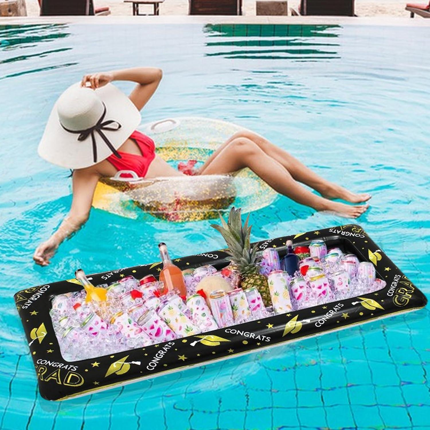 imageGlacire GonflableGlacires Flottantes pour Ftes Piscine Plateau Pliable pour Boissons Buffet Rafrachissant pour Nourriture Salade Extrieur PiqueNique et Fte