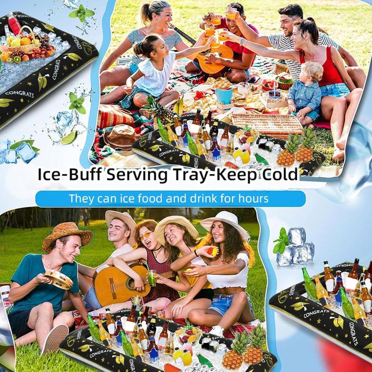 imageGlacire GonflableGlacires Flottantes pour Ftes Piscine Plateau Pliable pour Boissons Buffet Rafrachissant pour Nourriture Salade Extrieur PiqueNique et Fte