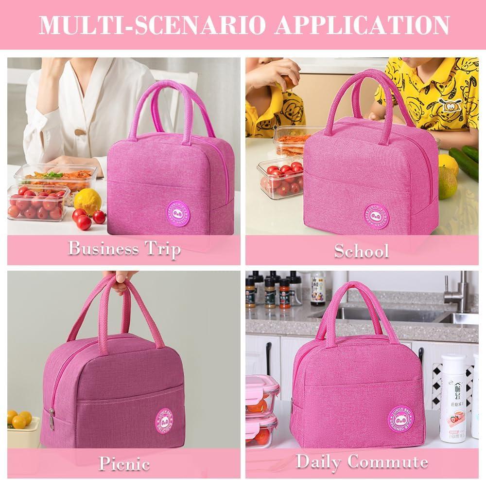 imageSac Isotherme Repas Petit Sac Lunch Box tanches Sac Glaciere Impermable en Feuille dAluminium 5L Sac Lunch Isotherme pour Femmes Hommes Enfants cole e Bureau Noir5 6 L Rose