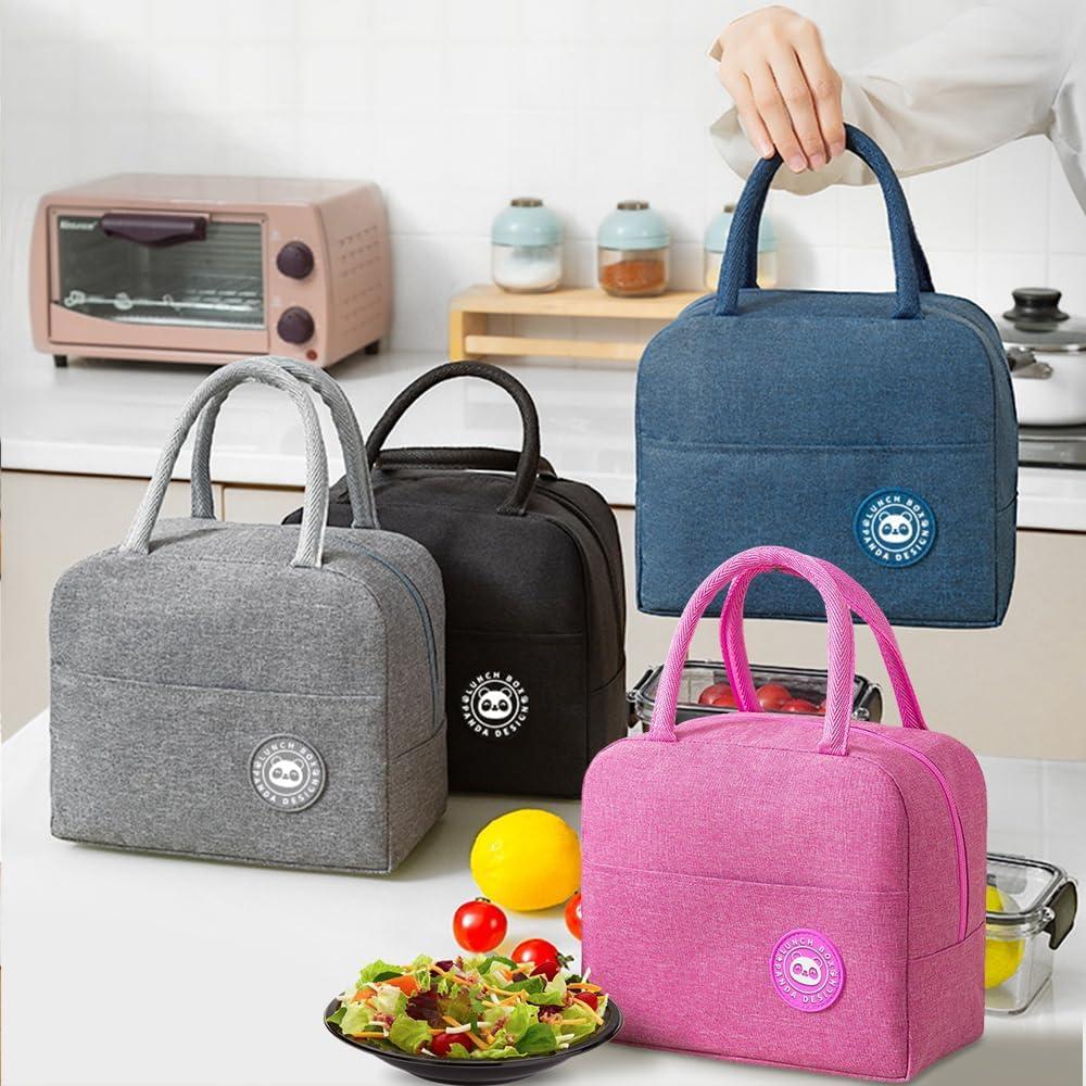 imageSac Isotherme Repas Petit Sac Lunch Box tanches Sac Glaciere Impermable en Feuille dAluminium 5L Sac Lunch Isotherme pour Femmes Hommes Enfants cole e Bureau Noir5 6 L Rose