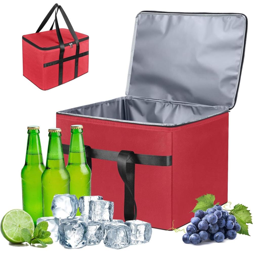 imageSac Isotherme Grand Sac Isotherme pour Les Courses Pliable Sac Glacierede 38 litres Supporte 20 kg Parfait pour Les Sacs Isothermes Les Sacs  Provisions Les Sacs  Pique NiqueGris FoncRose