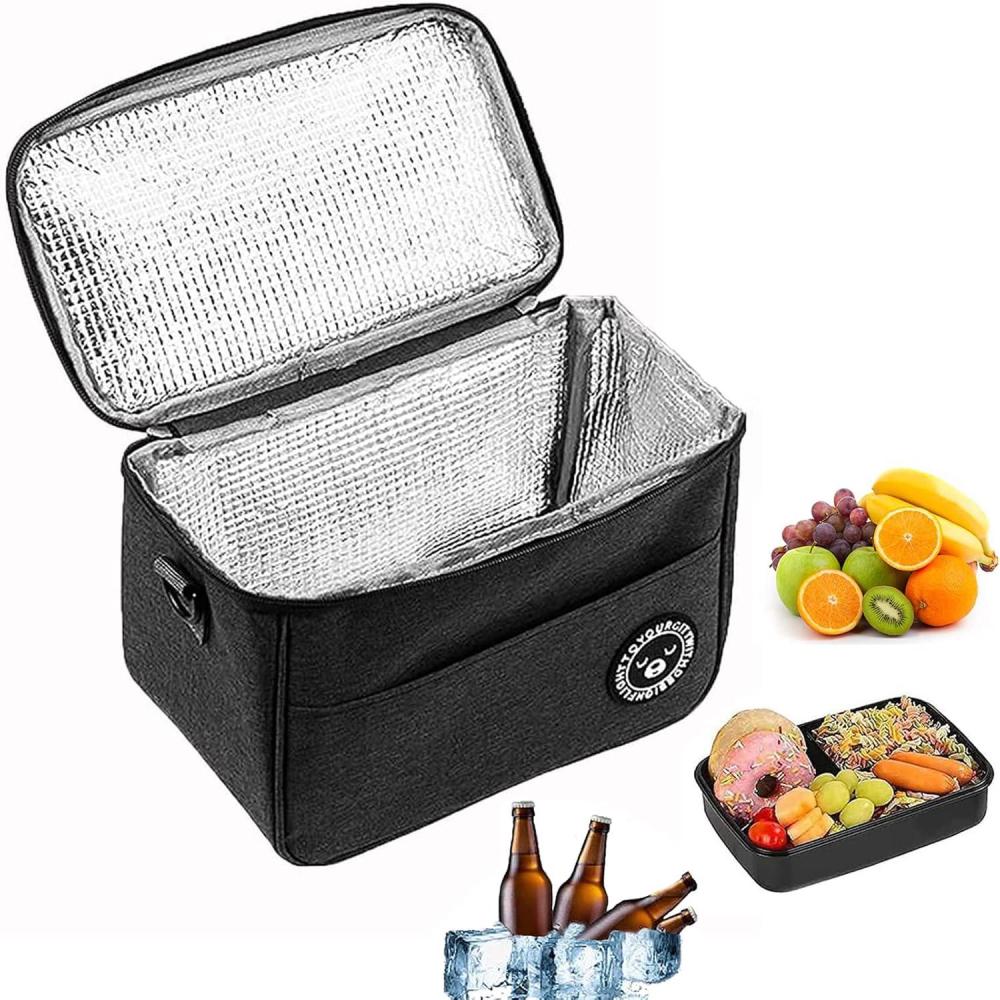 imageSac Isotherme Pliable et Rutilisable  Lunch Box Portable et tanche 24x17x14cm pour Repas Djeuner Travail cole Camping Voyage
