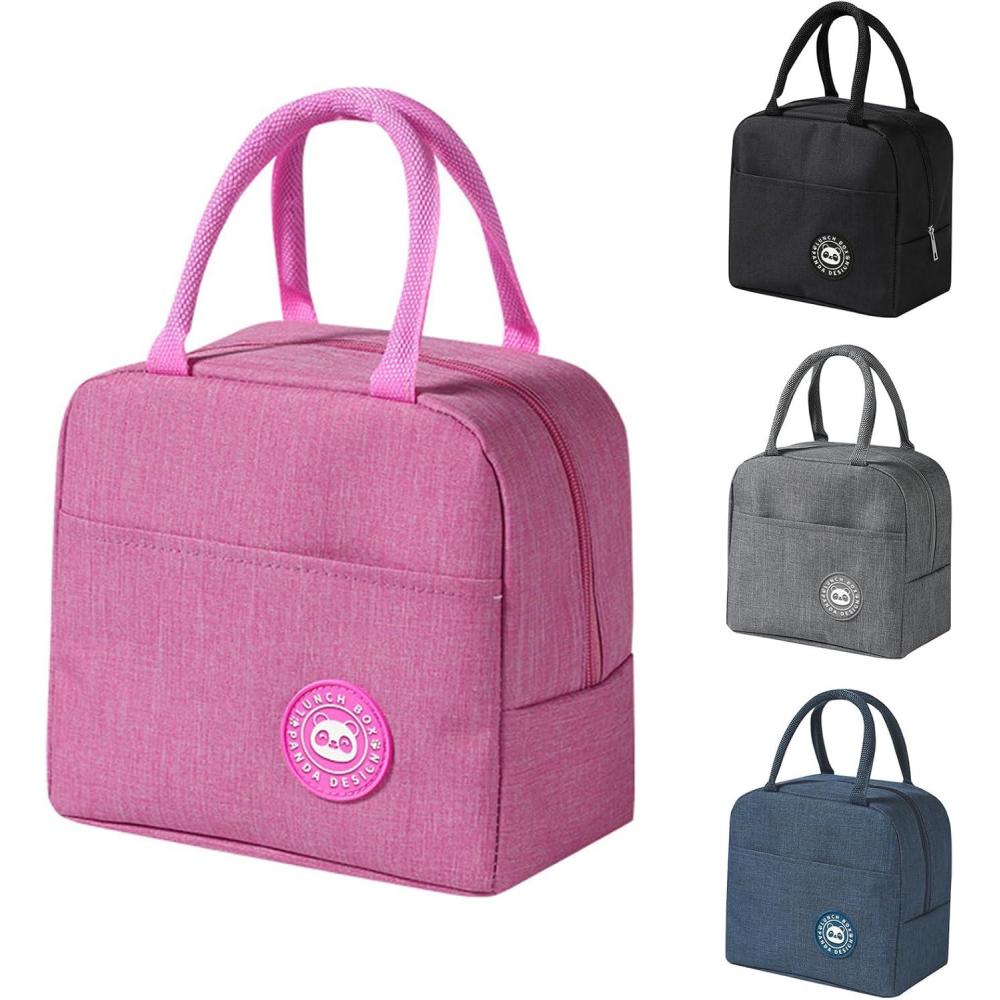 imageSac Isotherme Repas Petit Sac Lunch Box tanches Sac Glaciere Impermable en Feuille dAluminium 5L Sac Lunch Isotherme pour Femmes Hommes Enfants cole e Bureau Noir5 6 L Rose