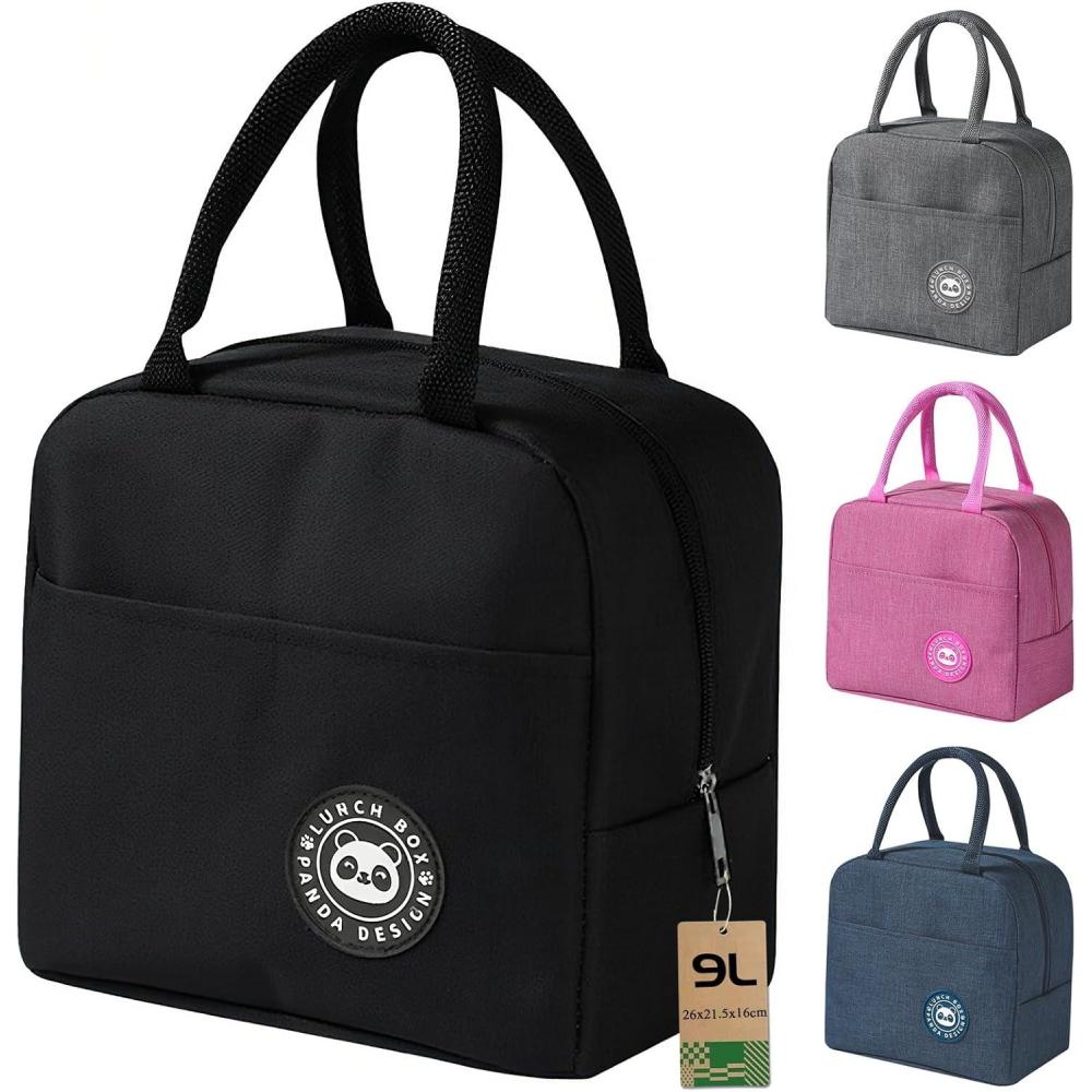 imageSac Isotherme Repas Petit Sac Lunch Box tanches Sac Glaciere Impermable en Feuille dAluminium 5L Sac Lunch Isotherme pour Femmes Hommes Enfants cole e Bureau Noir9 L Plus Noir