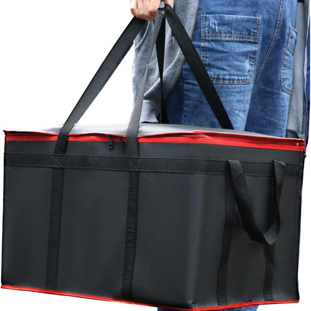 imagemusbus 1 Grand XXXL Sac Isotherme Courses Sac Thermique glacire Pliable Sac de Livraison pour au Chaud avec Fonction de Refroidissement froidsSchwarz Rot