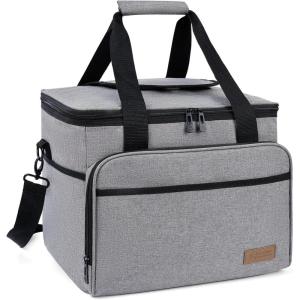 ALLCAMP Grand Sac Isotherme Pliable – Panier Isotherme avec Couvercle, Panier Pique-Nique Amovible pour 2 Personnes, Panier Isotherme épais – avec 2 Blocs réfrigérants(Gris)