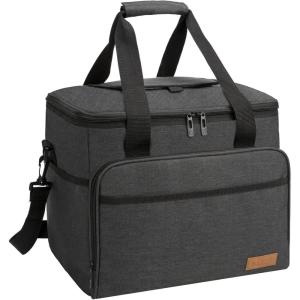 ALLCAMP Grand Sac Isotherme Pliable – Panier Isotherme avec Couvercle, Panier Pique-Nique Amovible pour 2 Personnes, Panier Isotherme épais – avec 2 Blocs réfrigérants(Noir)