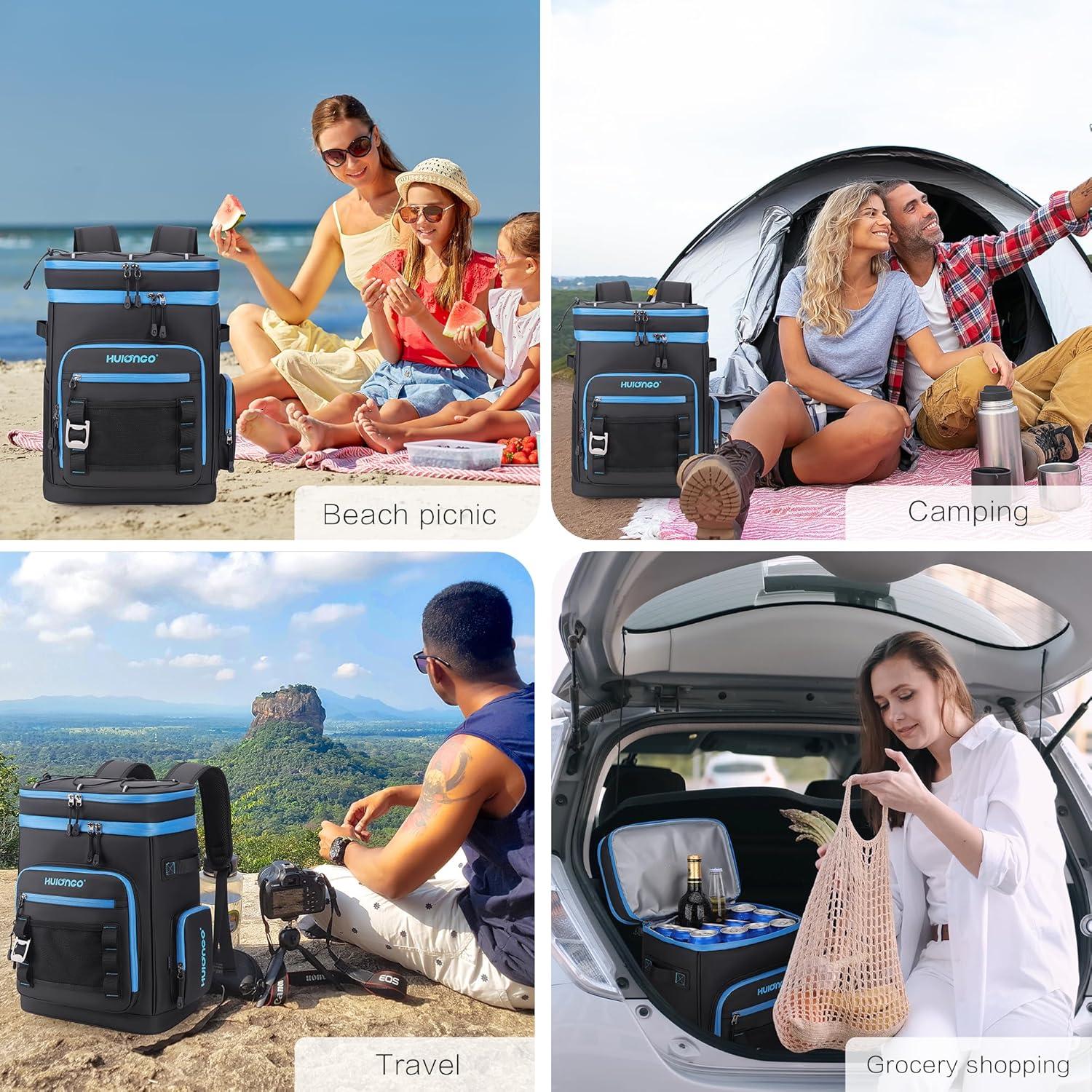imageSac Dos Isotherme Grand Sac Isotherme Glacire tanche ImpermableSac dos noir et bleu