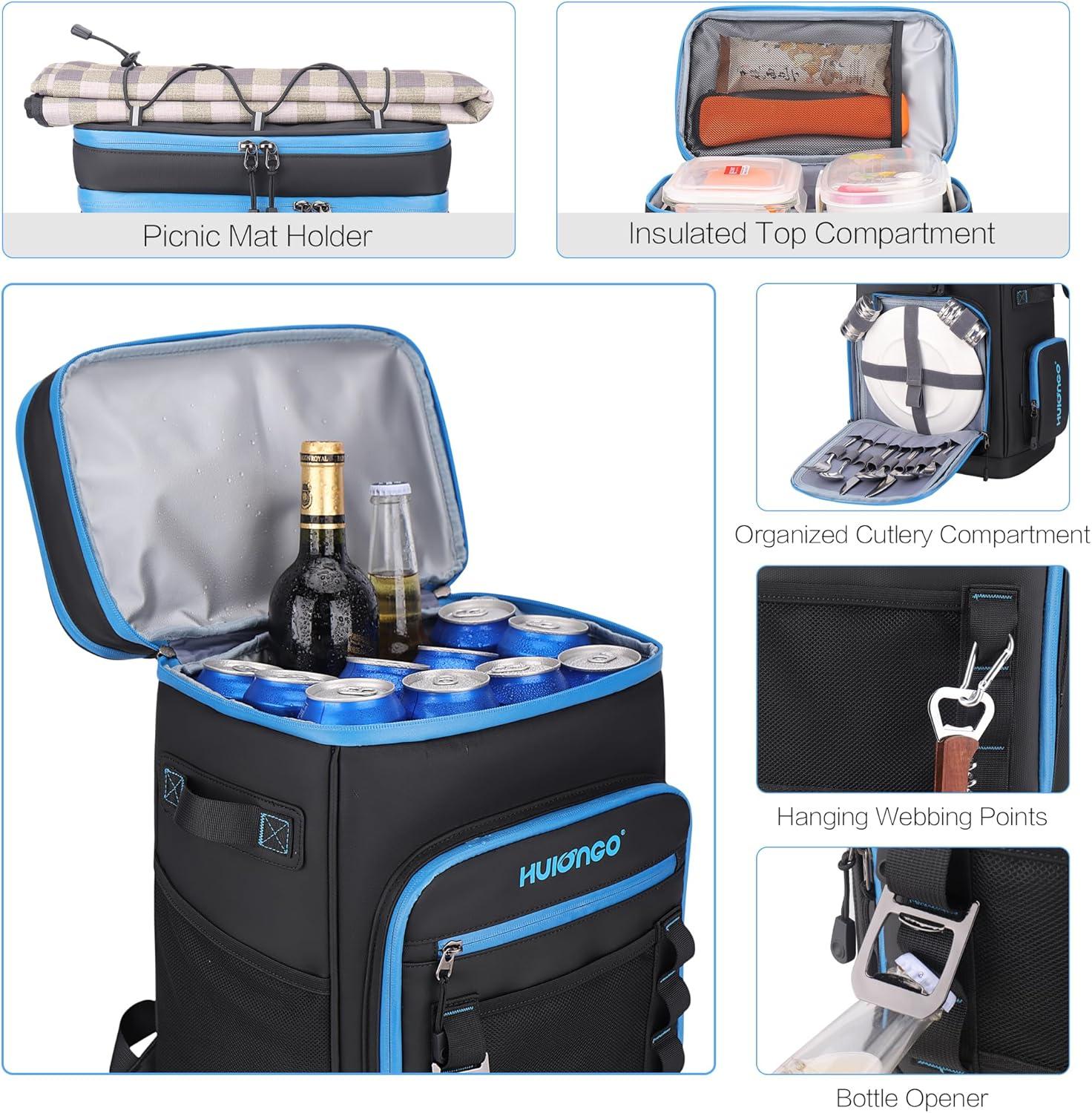 imageSac Dos Isotherme Grand Sac Isotherme Glacire tanche ImpermableSac dos noir et bleu