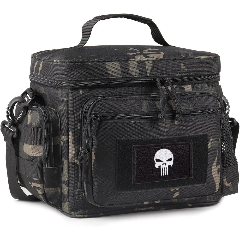 imageSac Repas Homme Sac Isotherme Tactique avec Systme MOLLE tanche et AntiFuite Glacire Isolante pour Adultes Femmes ou Hommes avec Bandoulire RglableCamouflage Noir