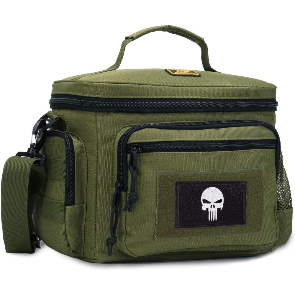 imageSac Repas Homme Sac Isotherme Tactique avec Systme MOLLE tanche et AntiFuite Glacire Isolante pour Adultes Femmes ou Hommes avec Bandoulire RglableVert