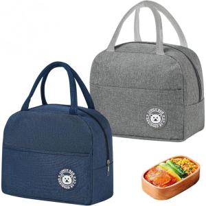 2 Pièces Petit Sac Isotherme, 7L Petite Glaciere Souple Isotherme avec Doublure en Feuille D&rsquo;aluminium, Petite Glaciere Repas Portable, Mini Glaciere Isotherme pour Pique-Nique, École(Bleu + Gris)