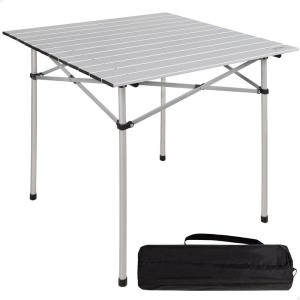 AKTIVE Camping- Table de Camping Pliante 6 Places, Table de Camping Pliable Légère et Résistante, Aluminium, avec Sac de Transport et Pieds Antidérapants, 110X70X70 cm, Gris(70 x 70 x 70 cm)