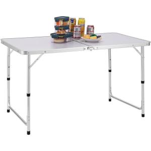 BAKAJI Table de Camping Pique-Nique avec Hauteur réglable, Structure en Aluminium, système Pliable avec poignée Transport Facile, idéale pour Le Jardin et Les Repas en Plein air, 60 x 120 x 70 cm