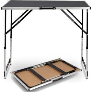 Table de Jardin Pliable, Hauteur Réglable(73-94cm), Table Camping Rectangle en Aluminium, Noir, Super Légre 100x60x94cm(Noir)