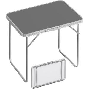 WOLTU Table de Camping Pliante, en Aluminium et MDF, Table de Jardin, Portable, pour Plage Balcon 70x60x50 cm, Chêne(Gris)