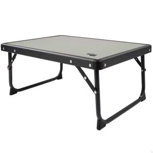 AKTIVE Camping- Table de Camping Basse Pliante Structure Acier, Table de Camping Pliable Légère et Compacte, Protections Anti-Retournement, 60X40X25 cm, Noir et Gris