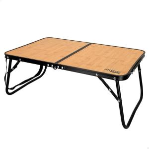 AKTIVE 52812 Table de Camping et de Plage Pliable avec Structure en métal, Plateau en Bois et Fermeture de sécurité Crème 60 x 40 x 26 cm(Bambou (Bambu))