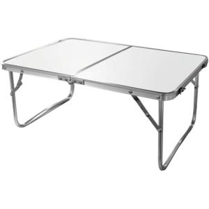 AKTIVE 52812 Table de Camping et de Plage Pliable avec Structure en métal, Plateau en Bois et Fermeture de sécurité Crème 60 x 40 x 26 cm(Blanc)