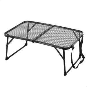 AKTIVE 52812 Table de Camping et de Plage Pliable avec Structure en métal, Plateau en Bois et Fermeture de sécurité Crème 60 x 40 x 26 cm(Noir)