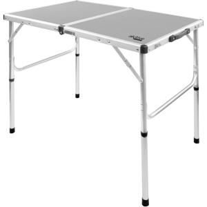AKTIVE Camping – Table de Camping Pliante, Réglable en 2 Hauteurs, Plage ou Jardin en Aluminium, Facile à Transporter, Protections Antidérapantes, 90X60X40 cm ou 90X60X70 cm, Gris