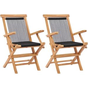 Générique Chaises Pliables de Jardin Lot de 2 Bois Teck Solide et Corde,Mobilier de Jardin,Sièges de Jardin,Chaises de jardin-49362