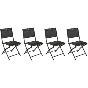 Hespéride – Lot de 4 Chaises de Jardin Pliantes Modula Gris Galet – Acier Traité Epoxy Texaline – Dim 46 x 52 x 87 cm – Meuble d&rsquo;Extérieur Pliable(Anthracite)