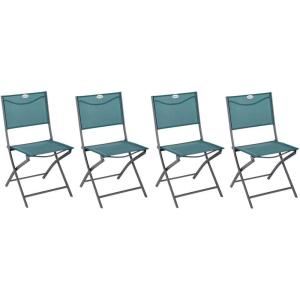 Hespéride – Lot de 4 Chaises de Jardin Pliantes Modula Gris Galet – Acier Traité Epoxy Texaline – Dim 46 x 52 x 87 cm – Meuble d&rsquo;Extérieur Pliable(Bleu Canard)