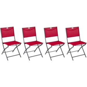 Hespéride – Lot de 4 Chaises de Jardin Pliantes Modula Gris Galet – Acier Traité Epoxy Texaline – Dim 46 x 52 x 87 cm – Meuble d&rsquo;Extérieur Pliable(Grenade)