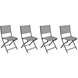 Hespéride – Lot de 4 Chaises de Jardin Pliantes Modula Gris Galet – Acier Traité Epoxy Texaline – Dim 46 x 52 x 87 cm – Meuble d&rsquo;Extérieur Pliable(Gris Galet)