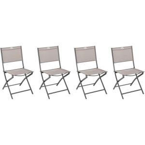 Hespéride – Lot de 4 Chaises de Jardin Pliantes Modula Gris Galet – Acier Traité Epoxy Texaline – Dim 46 x 52 x 87 cm – Meuble d&rsquo;Extérieur Pliable(Marron Tonka)