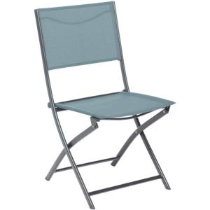 Hespéride – Lot de 4 Chaises de Jardin Pliantes Modula Gris Galet – Acier Traité Epoxy Texaline – Dim 46 x 52 x 87 cm – Meuble d&rsquo;Extérieur Pliable(Vert Jade)