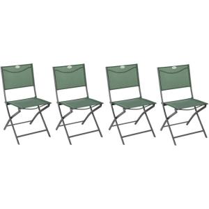 Hespéride – Lot de 4 Chaises de Jardin Pliantes Modula Gris Galet – Acier Traité Epoxy Texaline – Dim 46 x 52 x 87 cm – Meuble d&rsquo;Extérieur Pliable(Vert Olive)