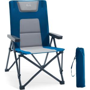 TIMBER RIDGE Chaise de Camping Pliante Chaise Pliable Réglable sur 4 Positions avec Accoudoirs Fauteuil Rembourré Supporte jusqu&rsquo;à 260 kg(Gris)