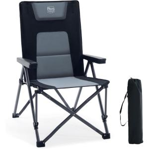 TIMBER RIDGE Chaise de Camping Pliante Chaise Pliable Réglable sur 4 Positions avec Accoudoirs Fauteuil Rembourré Supporte jusqu&rsquo;à 260 kg(Noir)