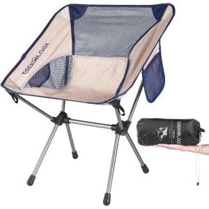 TREKOLOGY Chaise de Camping Portable YIZI GO – Chaise Pliante Compacte et Ultra-Légère dans Un Sac de Transport pour Randonneurs, Camping, Plage et Plein air. (Bleu)(Beige)