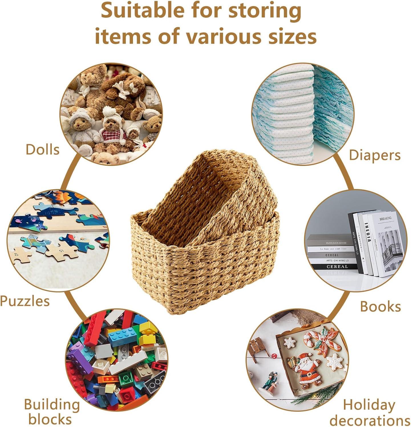 image:imagePanier Rangement Ensemble de 4 Pices Panier de Rangement Empilable Storage Baskets pour Jouets Bb Cosmtique Idal pour une Utilisation Comme de Salle de Bain CuisineBrun