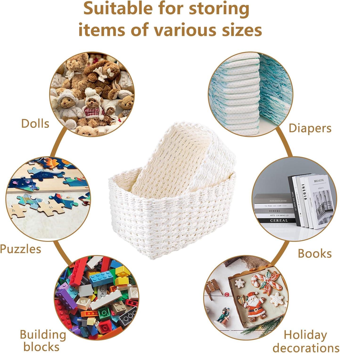 image:imagePanier Rangement Ensemble de 4 Pices Panier de Rangement Empilable Storage Baskets pour Jouets Bb Cosmtique Idal pour une Utilisation Comme de Salle de Bain CuisineBlanc
