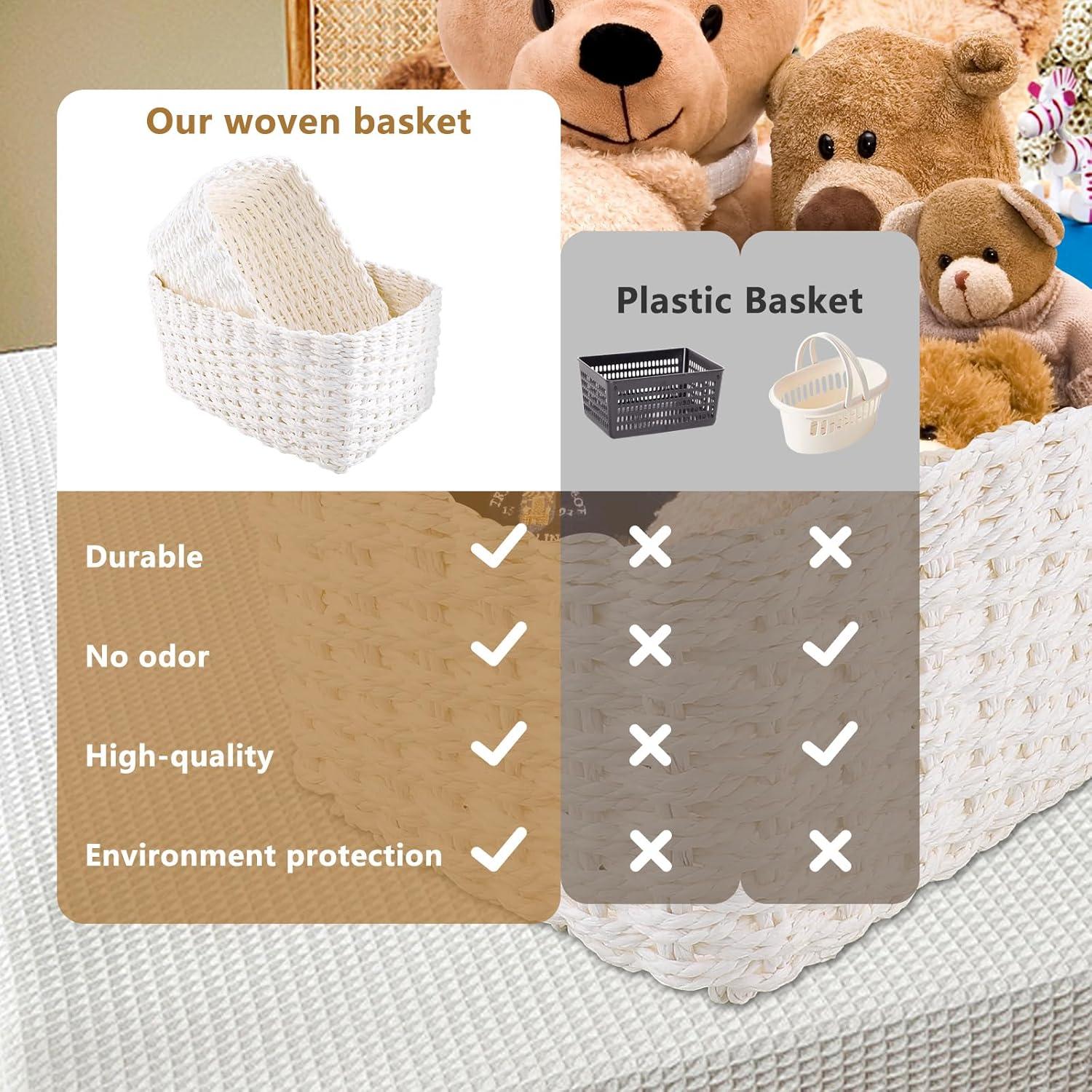 image:imagePanier Rangement Ensemble de 4 Pices Panier de Rangement Empilable Storage Baskets pour Jouets Bb Cosmtique Idal pour une Utilisation Comme de Salle de Bain CuisineBlanc