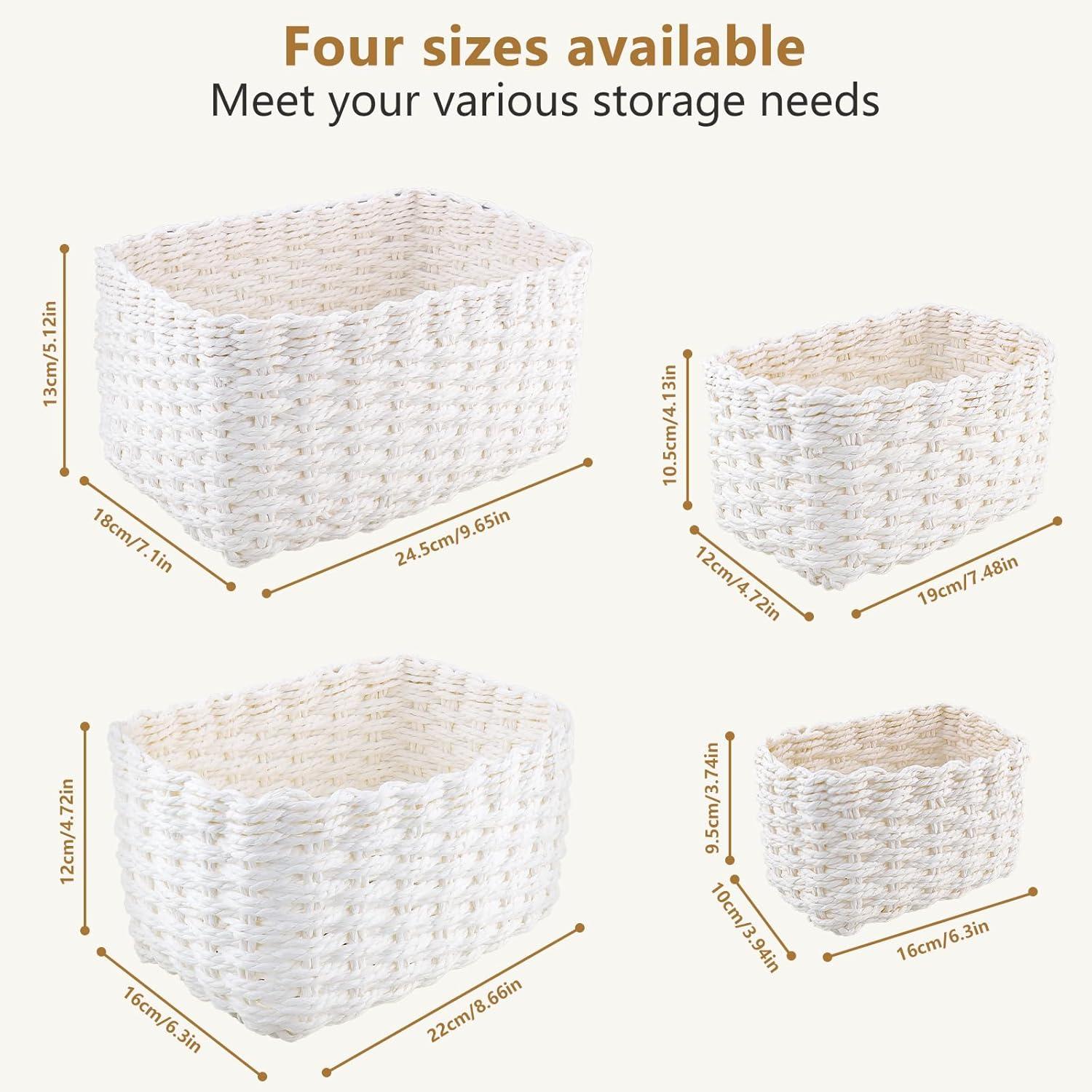 image:imagePanier Rangement Ensemble de 4 Pices Panier de Rangement Empilable Storage Baskets pour Jouets Bb Cosmtique Idal pour une Utilisation Comme de Salle de Bain CuisineBlanc