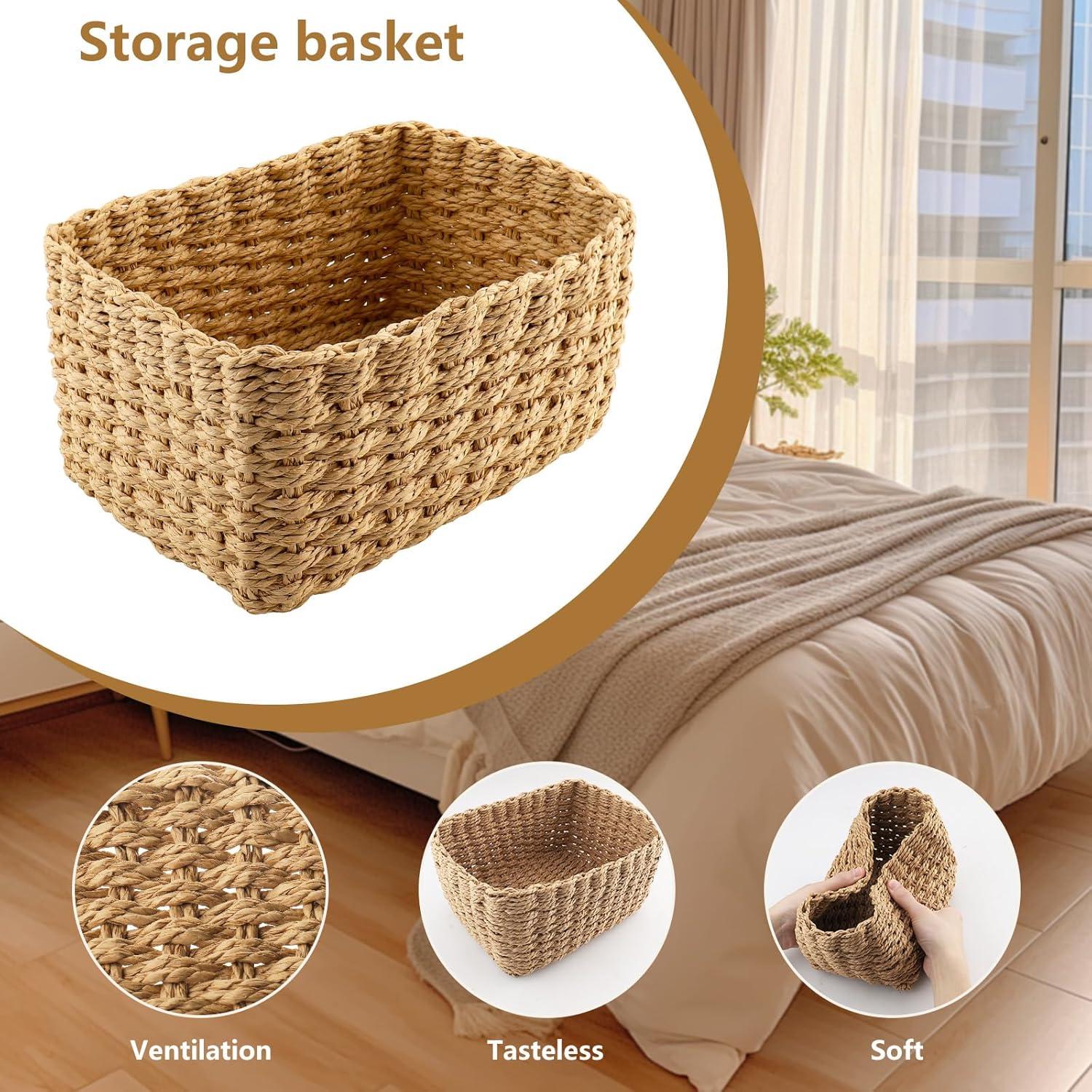 image:imagePanier Rangement Ensemble de 4 Pices Panier de Rangement Empilable Storage Baskets pour Jouets Bb Cosmtique Idal pour une Utilisation Comme de Salle de Bain CuisineBrun
