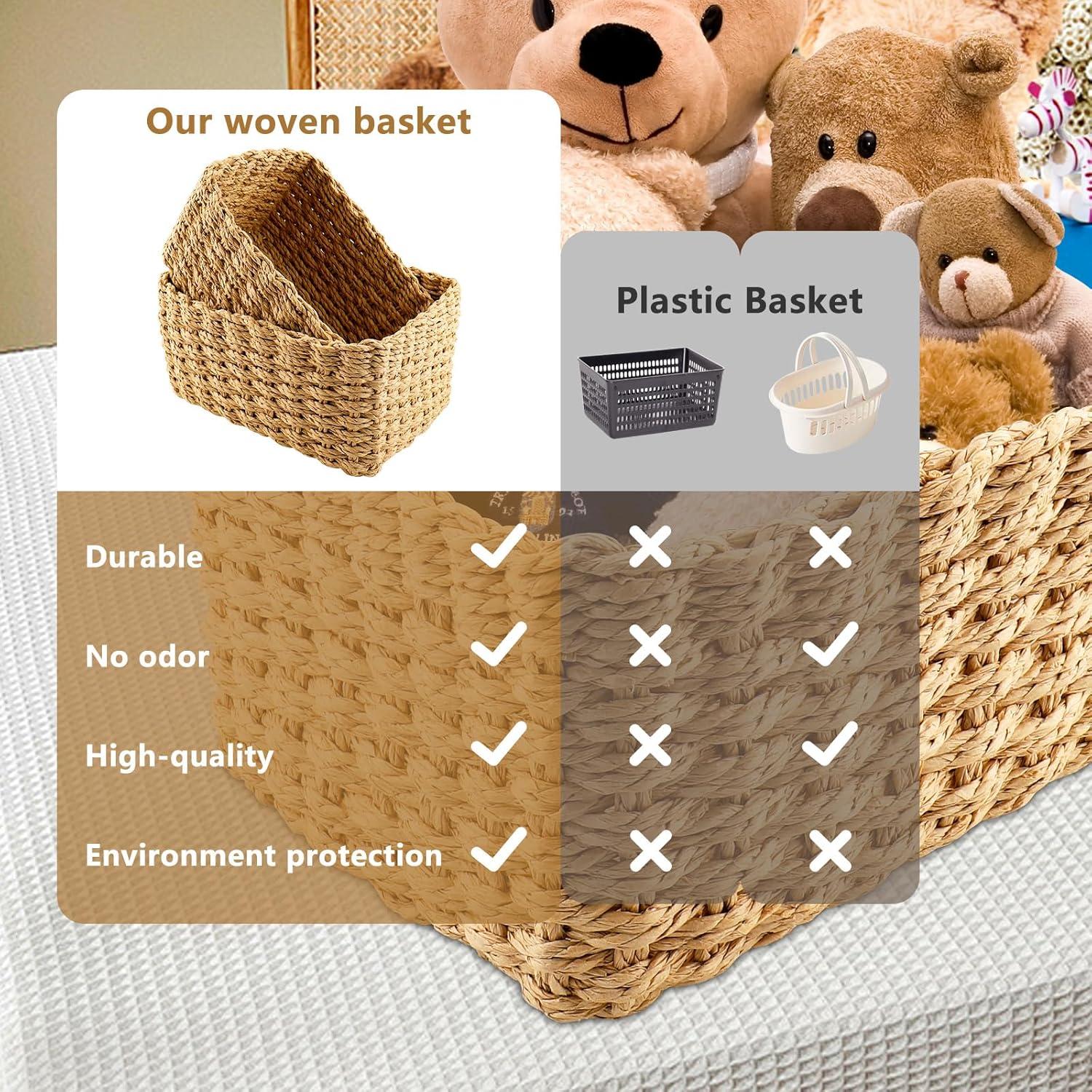 image:imagePanier Rangement Ensemble de 4 Pices Panier de Rangement Empilable Storage Baskets pour Jouets Bb Cosmtique Idal pour une Utilisation Comme de Salle de Bain CuisineBrun