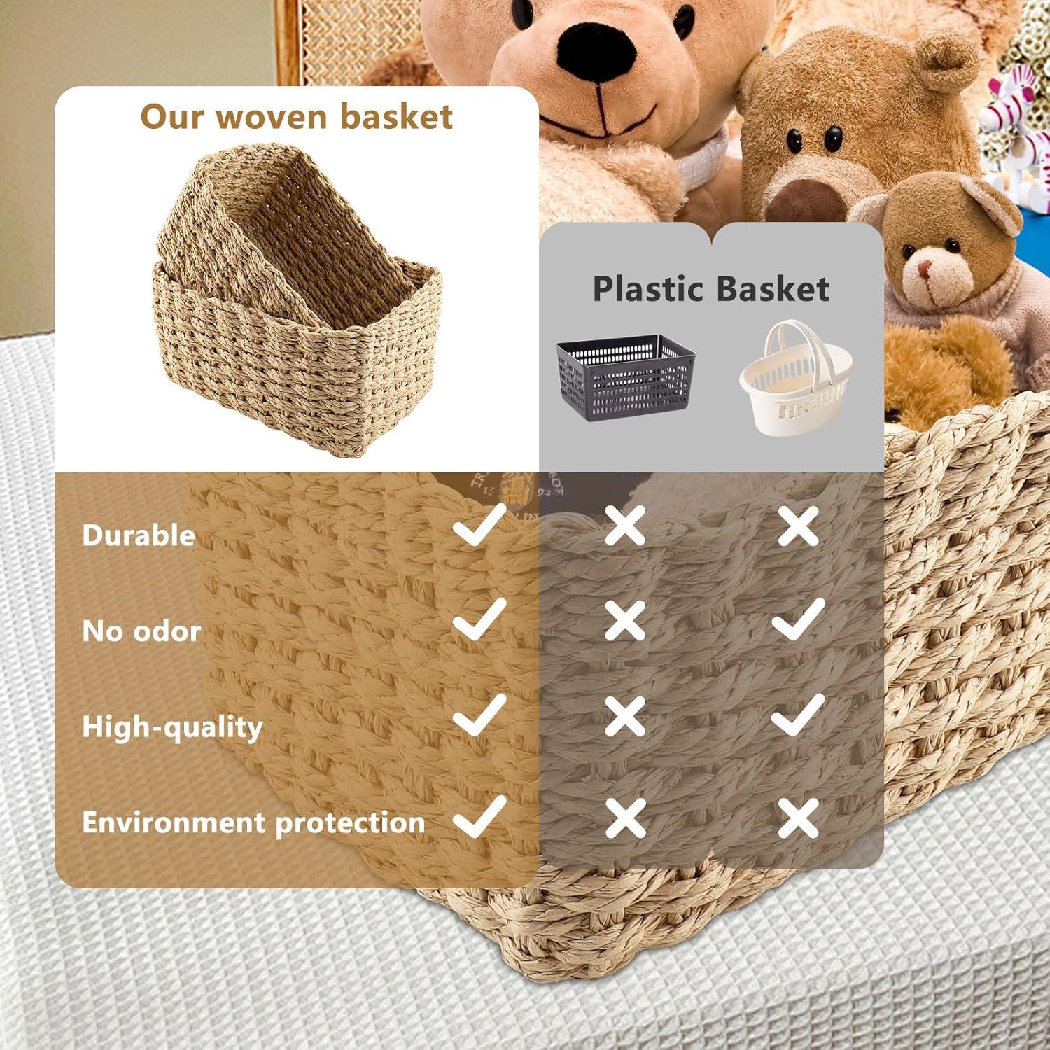 image:imagePanier Rangement Ensemble de 4 Pices Panier de Rangement Empilable Storage Baskets pour Jouets Bb Cosmtique Idal pour une Utilisation Comme de Salle de Bain CuisineBrun Clair