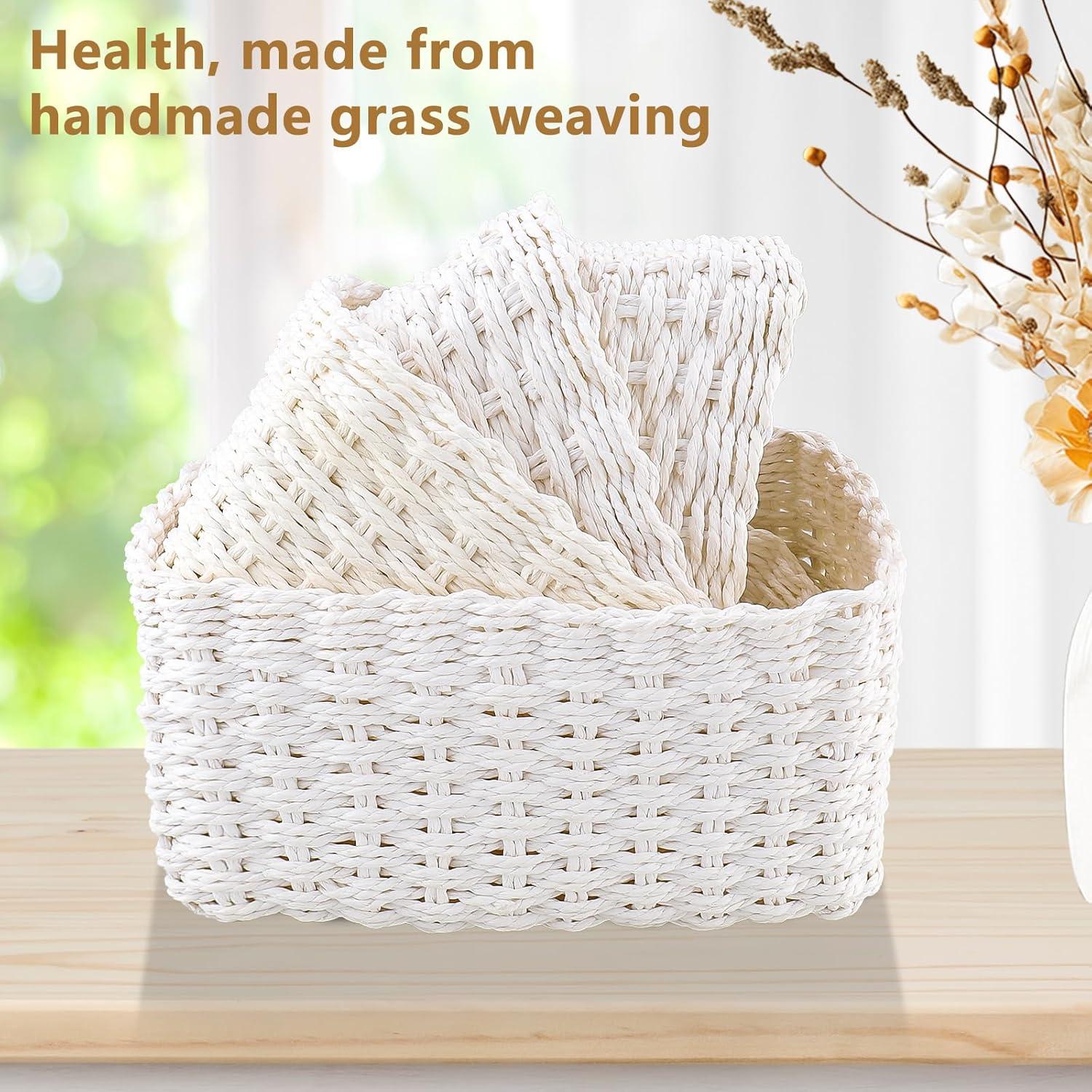 image:imagePanier Rangement Ensemble de 4 Pices Panier de Rangement Empilable Storage Baskets pour Jouets Bb Cosmtique Idal pour une Utilisation Comme de Salle de Bain CuisineBlanc