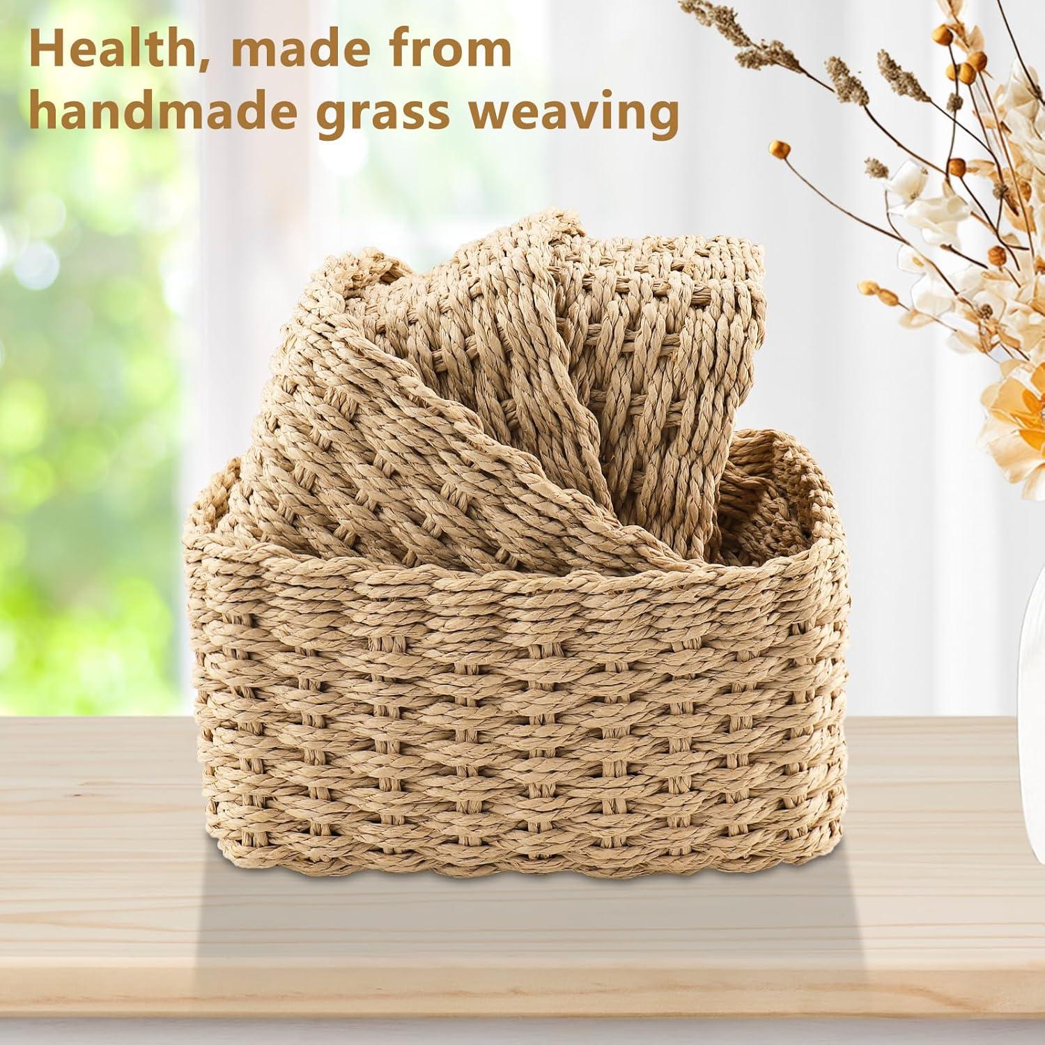 image:imagePanier Rangement Ensemble de 4 Pices Panier de Rangement Empilable Storage Baskets pour Jouets Bb Cosmtique Idal pour une Utilisation Comme de Salle de Bain CuisineBrun Clair