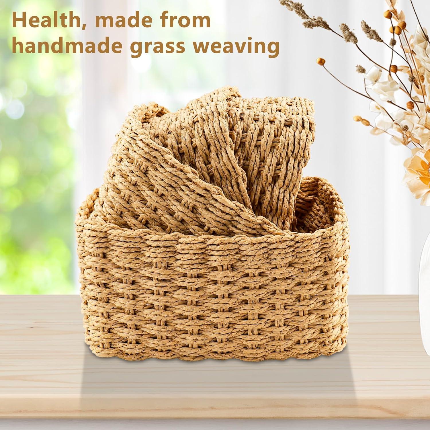 image:imagePanier Rangement Ensemble de 4 Pices Panier de Rangement Empilable Storage Baskets pour Jouets Bb Cosmtique Idal pour une Utilisation Comme de Salle de Bain CuisineBrun