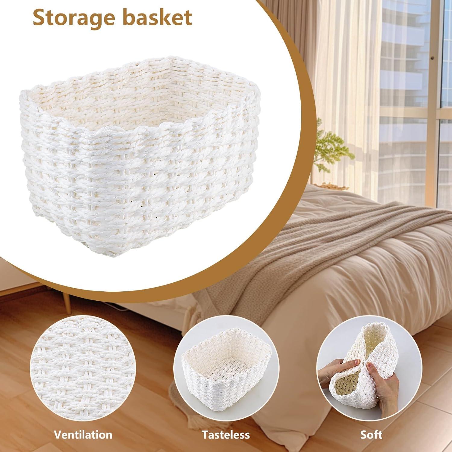 image:imagePanier Rangement Ensemble de 4 Pices Panier de Rangement Empilable Storage Baskets pour Jouets Bb Cosmtique Idal pour une Utilisation Comme de Salle de Bain CuisineBlanc
