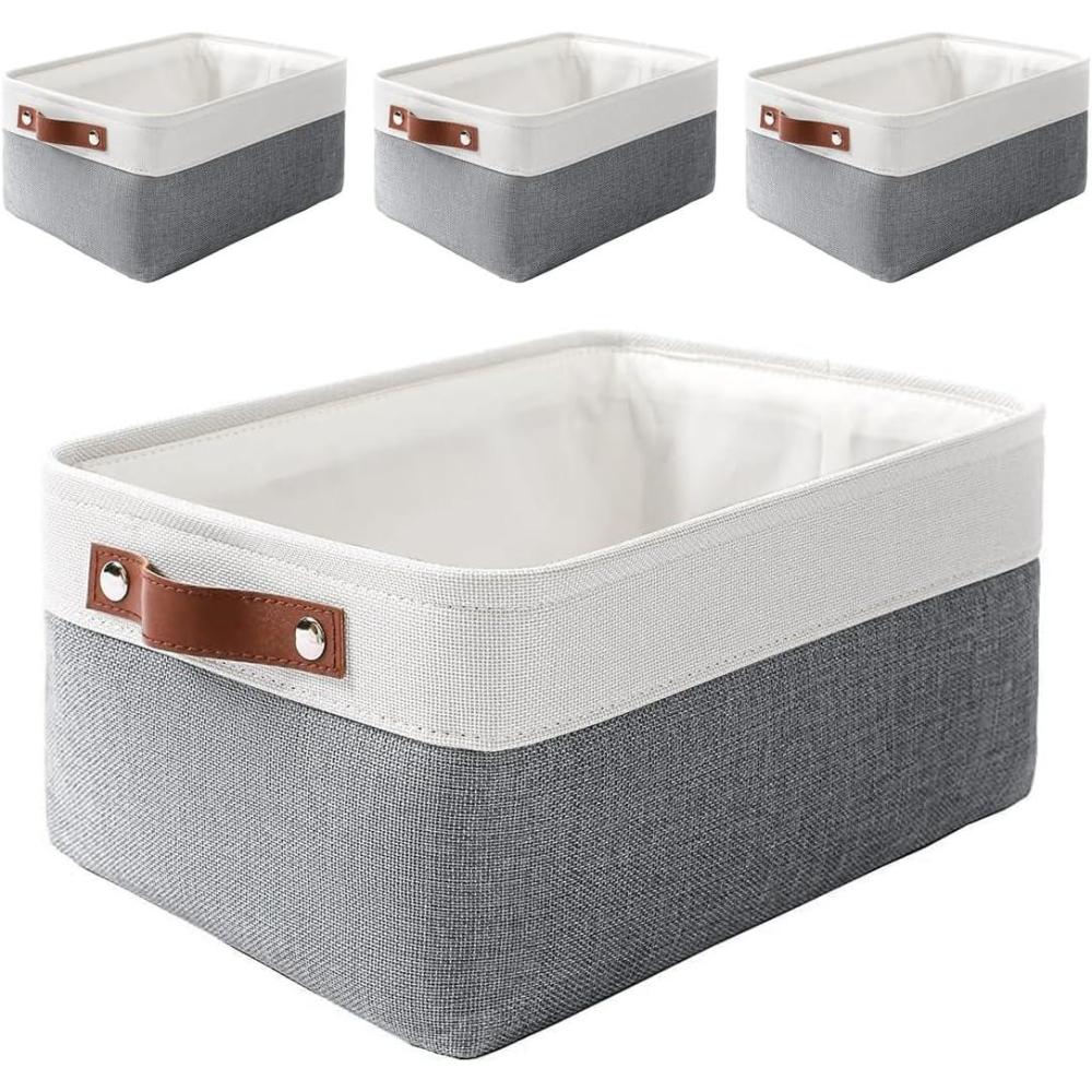 image:imageMANGATA Bote de Rangement en Tissu Tiss Panier Pliable en Toile Pour Vtements Jouets et tagres Gris Froid Petit Lot de 1Lot de 4